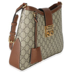 Gucci Beige Ebony GG Supreme Monogram Canvas Medium Padlock Shoulder Bag