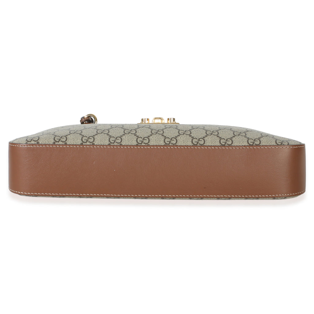 Gucci Beige Ebony GG Supreme Monogram Canvas Medium Padlock Shoulder Bag