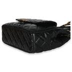 Chanel Black Quilted Shiny Crumpled Calfskin Small Wavy CC Hobo