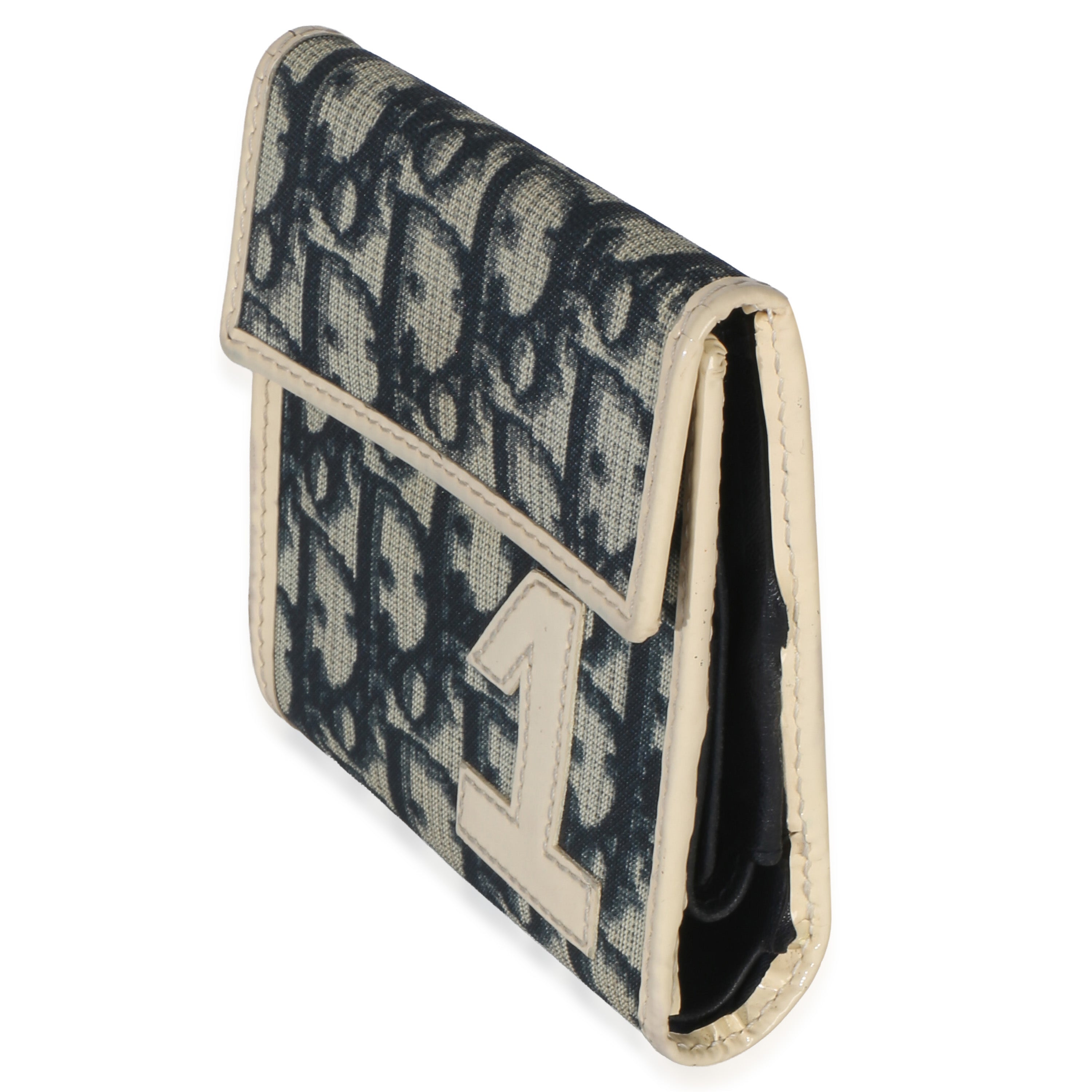 Christian Dior Vintage Blue White Diorissimo Canvas 1 Trifold Wallet
