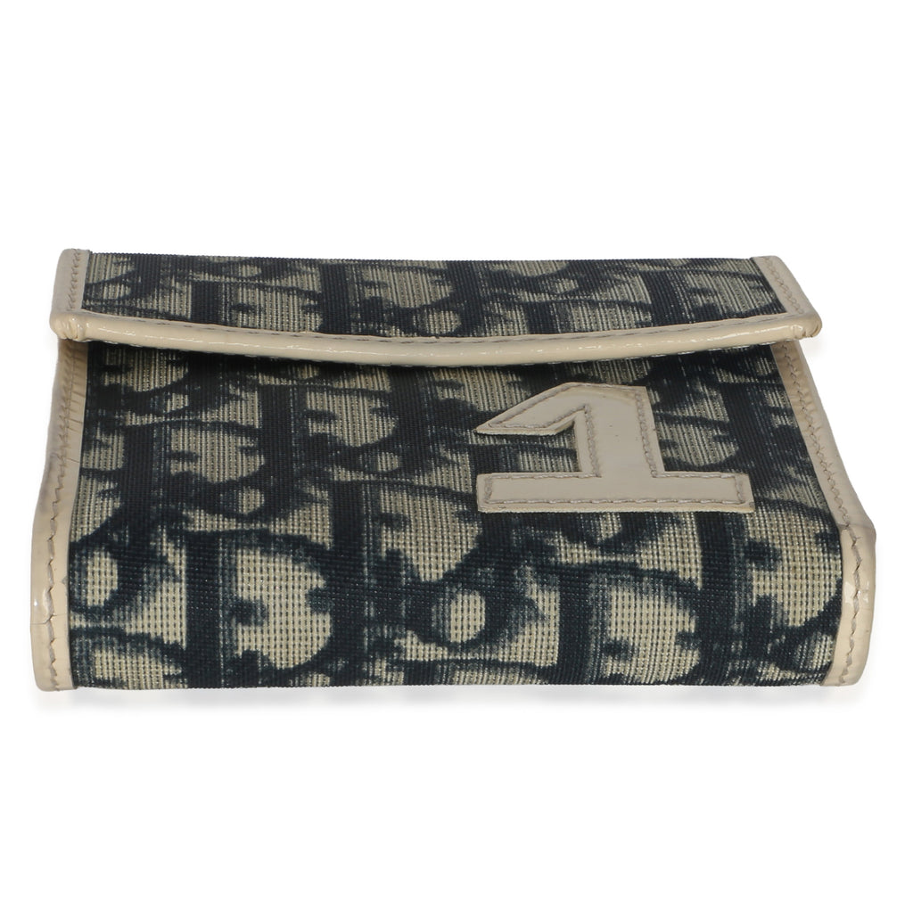Christian Dior Vintage Blue White Diorissimo Canvas 1 Trifold Wallet