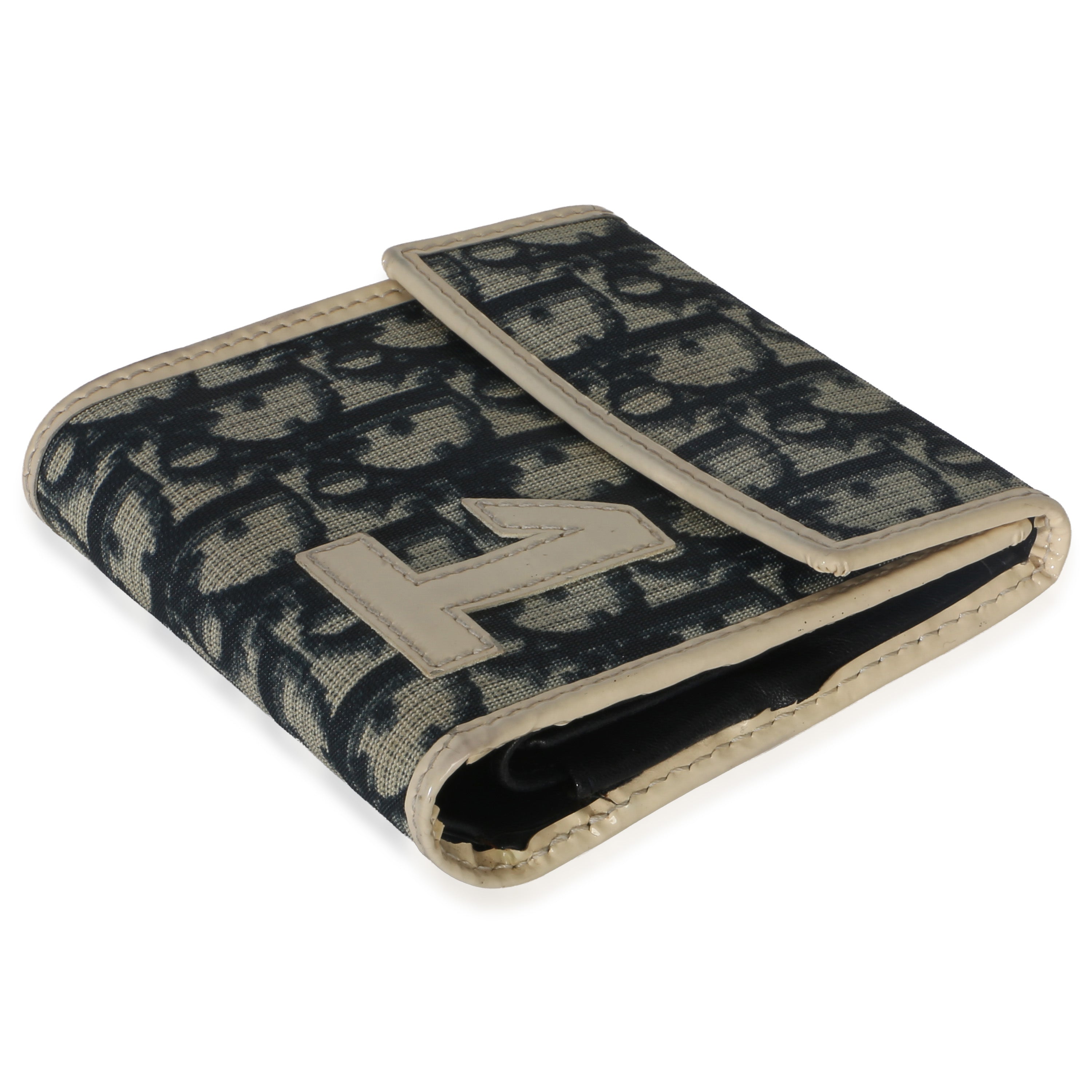 Christian Dior Vintage Blue White Diorissimo Canvas 1 Trifold Wallet