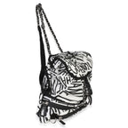 Chanel White Black Nylon Printed Coco Neige Backpack