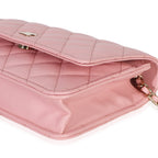 Chanel Pink Quilted Caviar Wallet On A Chain