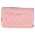 Chanel Pink Quilted Caviar Wallet On A Chain