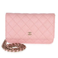 Chanel Pink Quilted Caviar Wallet On A Chain