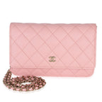 Chanel Pink Quilted Caviar Wallet On A Chain