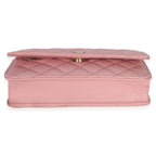 Chanel Pink Quilted Caviar Wallet On A Chain
