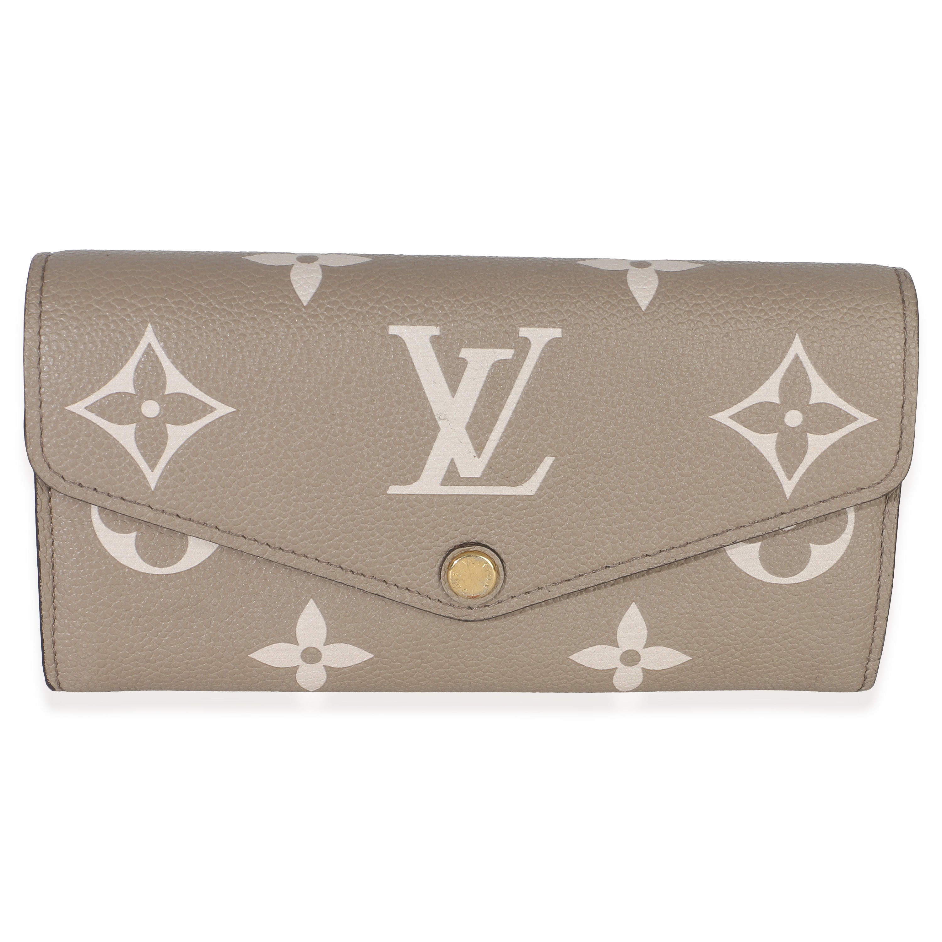 Louis Vuitton Tourterelle Creme Giant Monogram Empreinte Sarah Wallet