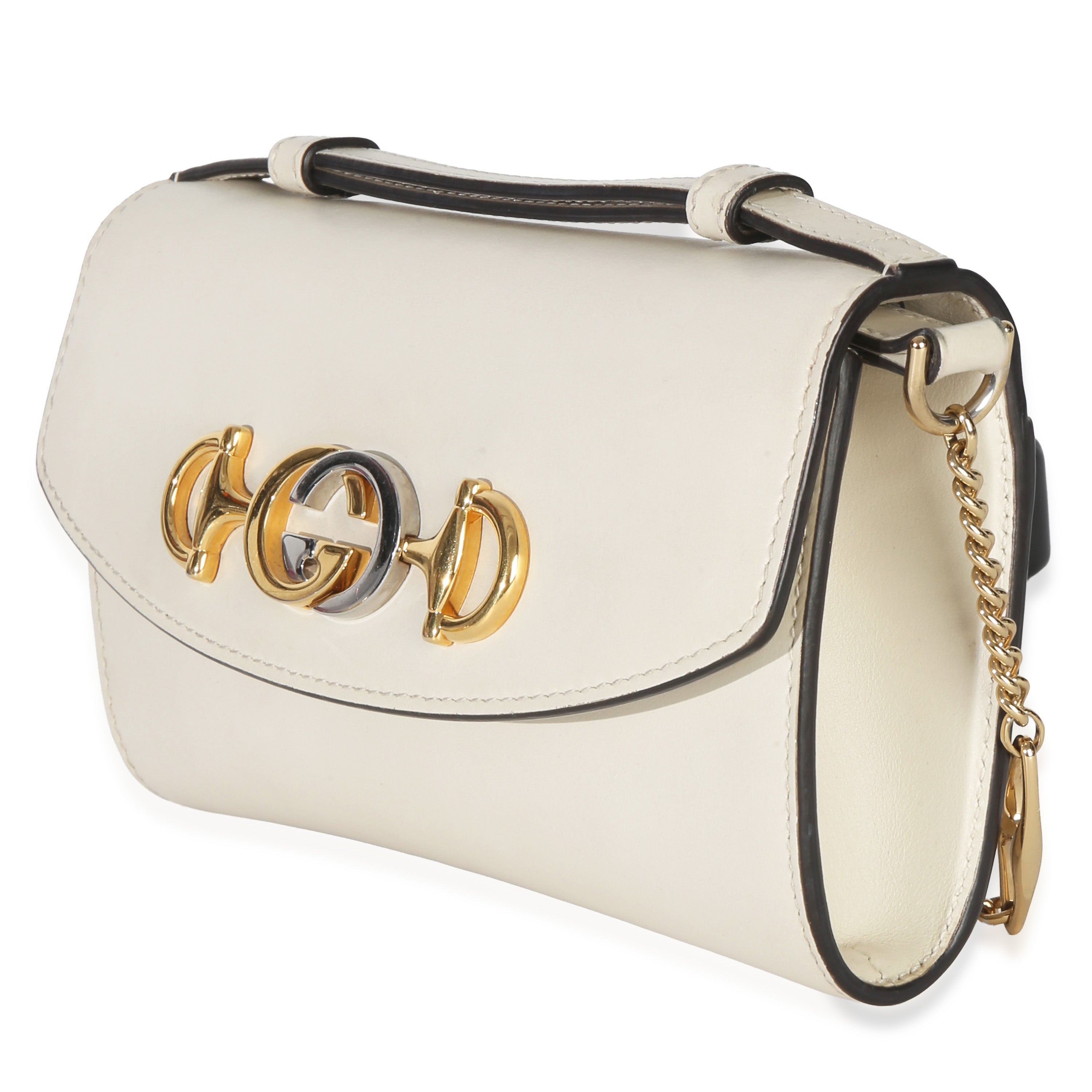 Gucci Cream Smooth Calfskin Mini Zumi Chain Shoulder Bag