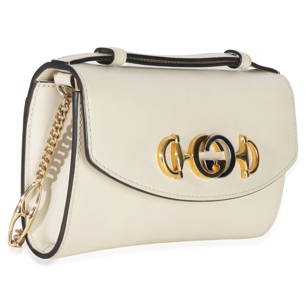 Gucci Cream Smooth Calfskin Mini Zumi Chain Shoulder Bag