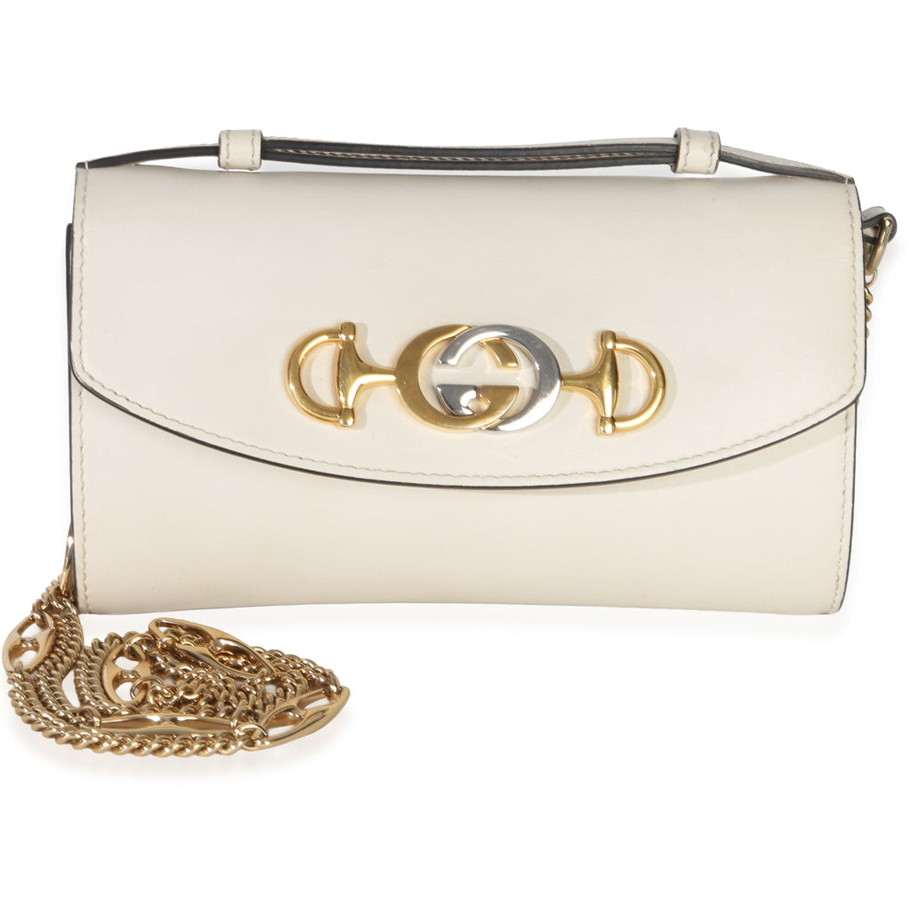 Gucci Cream Smooth Calfskin Mini Zumi Chain Shoulder Bag