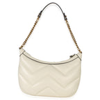 Gucci Cream GG Marmont Matelasse Small Chain Moon Hobo