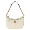 Gucci Cream GG Marmont Matelasse Small Chain Moon Hobo