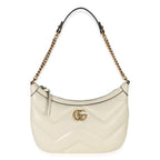 Gucci Cream GG Marmont Matelasse Small Chain Moon Hobo