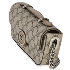 Gucci Beige Ebony GG Supreme Senna Petite GG Top Handle Chain Shoulder Bag