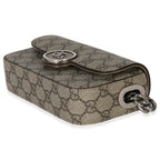 Gucci Beige Ebony GG Supreme Senna Petite GG Top Handle Chain Shoulder Bag
