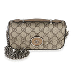 Gucci Beige Ebony GG Supreme Senna Petite GG Top Handle Chain Shoulder Bag