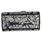Christian Dior Navy Canvas Toile De Jouy Embroidered Medium Lady D-Lite
