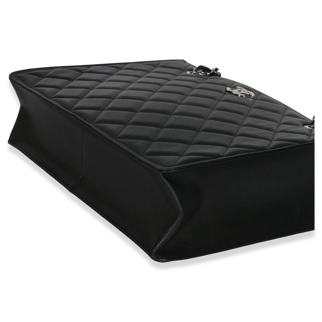 Chanel Black Quilted Caviar CC Shopping Tote