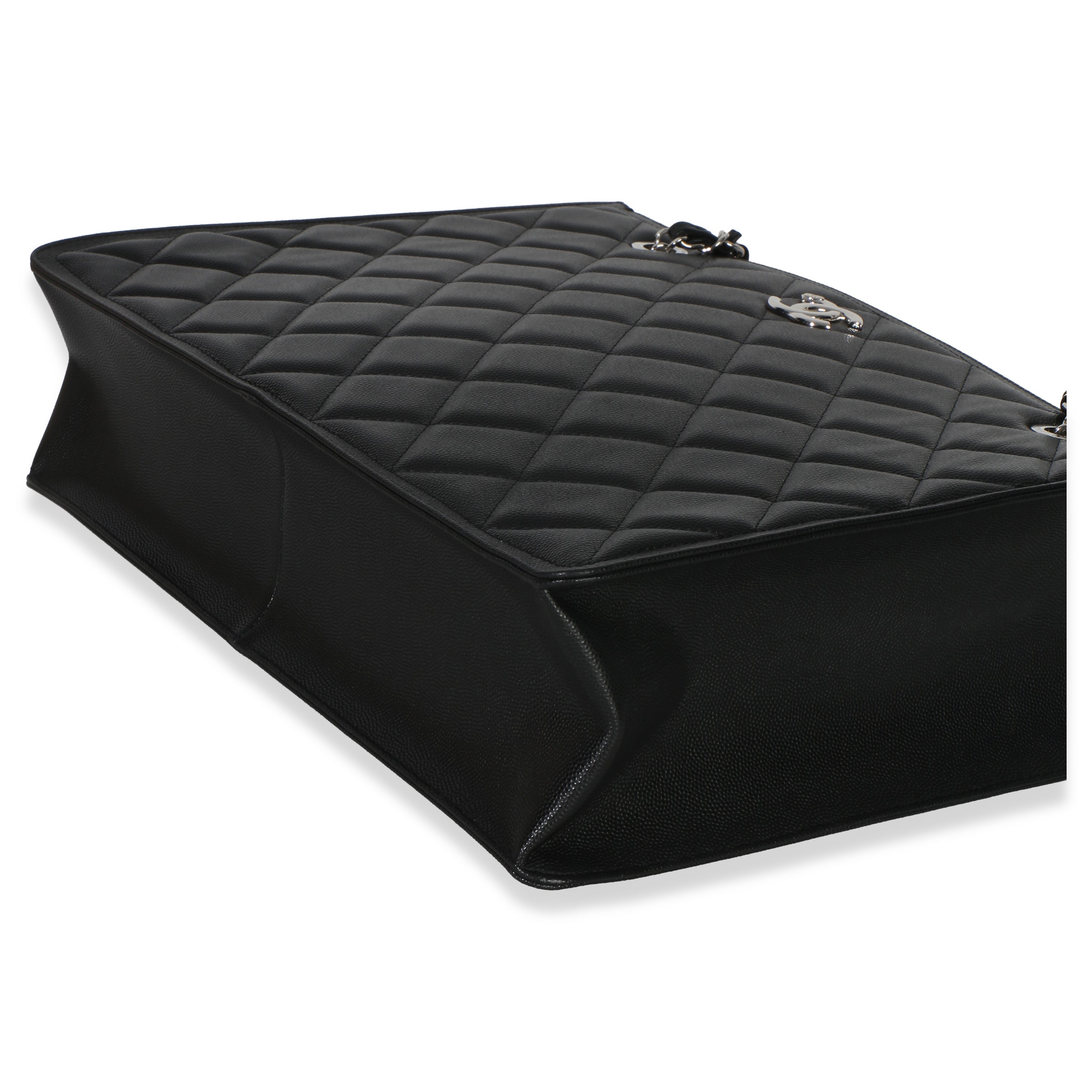 Chanel Black Quilted Caviar CC Shopping Tote