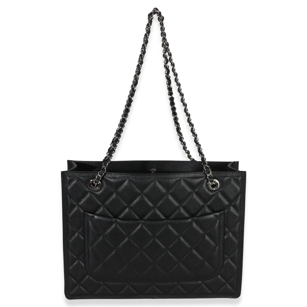 Chanel Black Quilted Caviar CC Shopping Tote