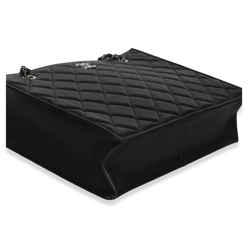 Chanel Black Quilted Caviar CC Shopping Tote