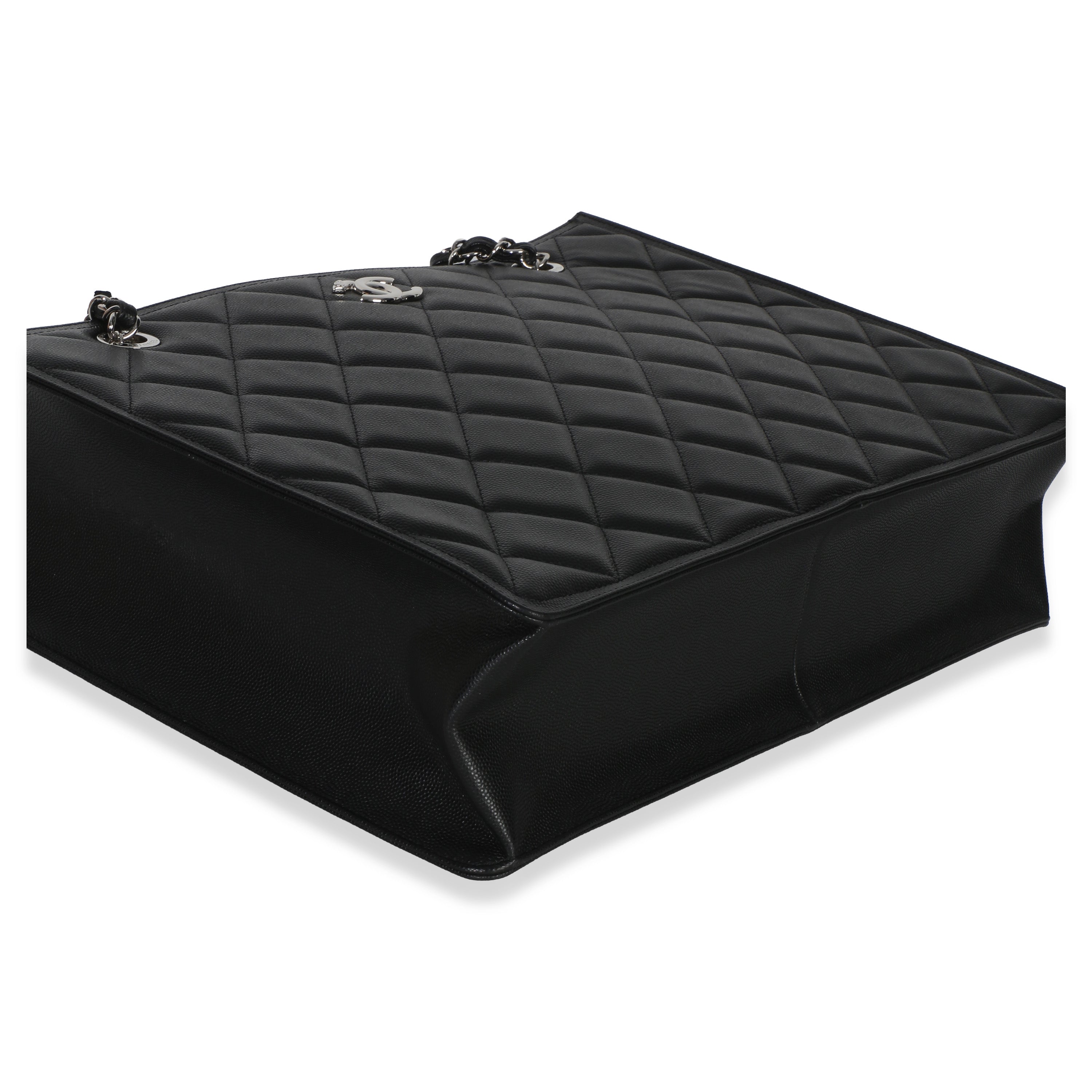 Chanel Black Quilted Caviar CC Shopping Tote