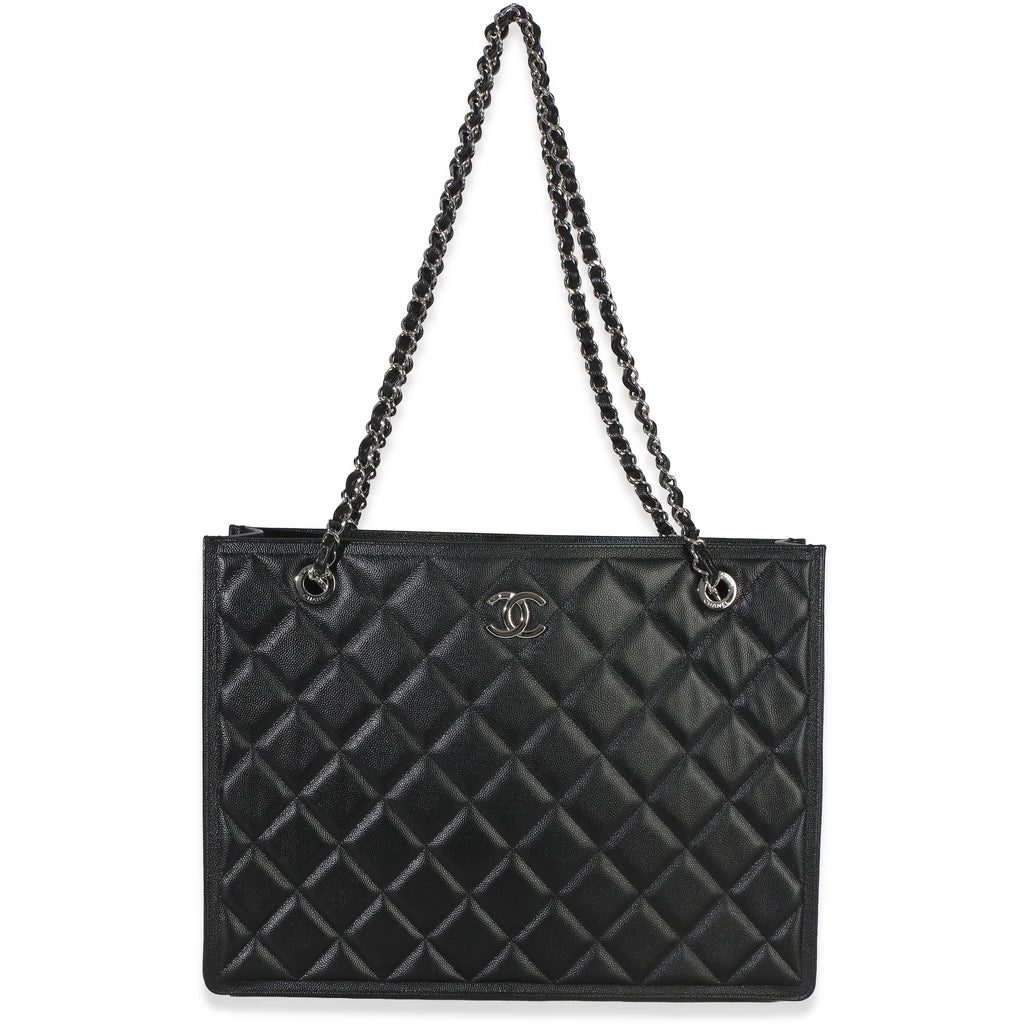 Chanel Black Quilted Caviar CC Shopping Tote