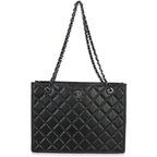 Chanel Black Quilted Caviar CC Shopping Tote