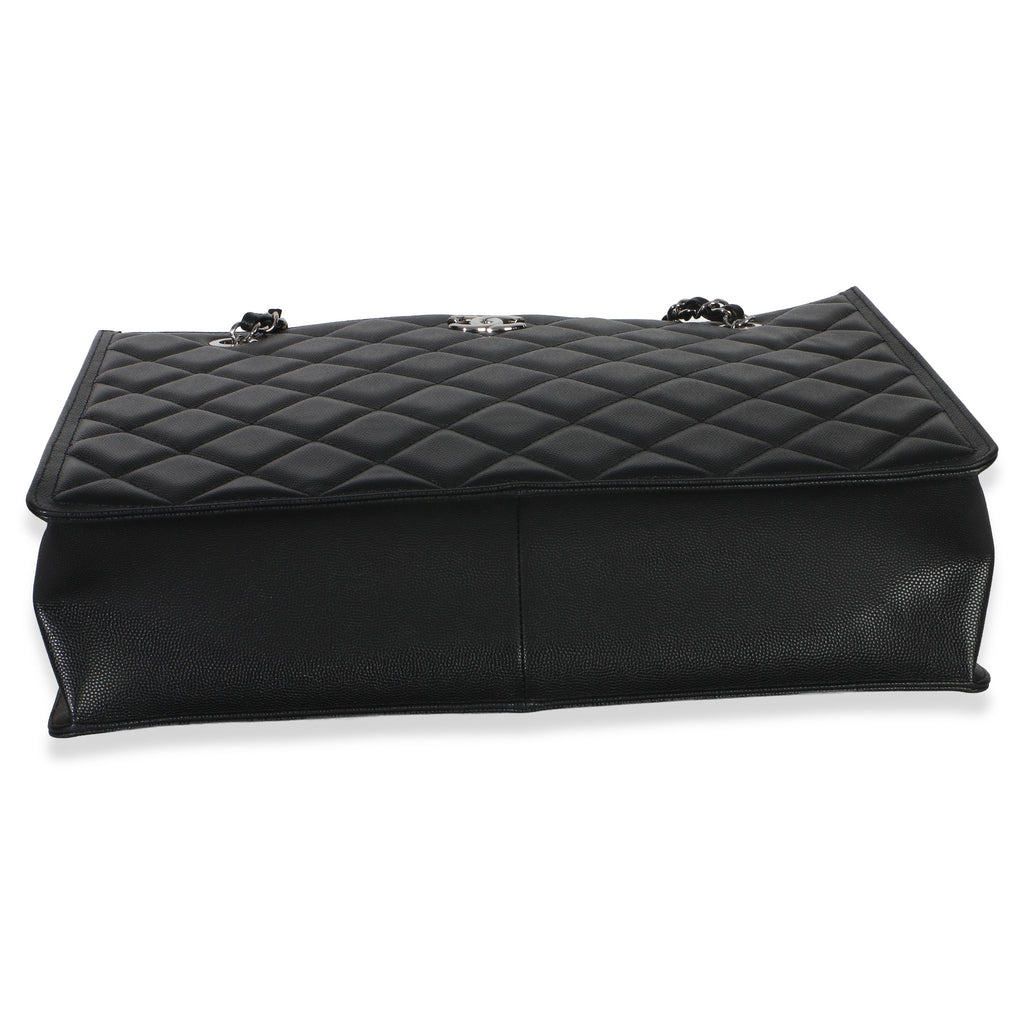Chanel Black Quilted Caviar CC Shopping Tote