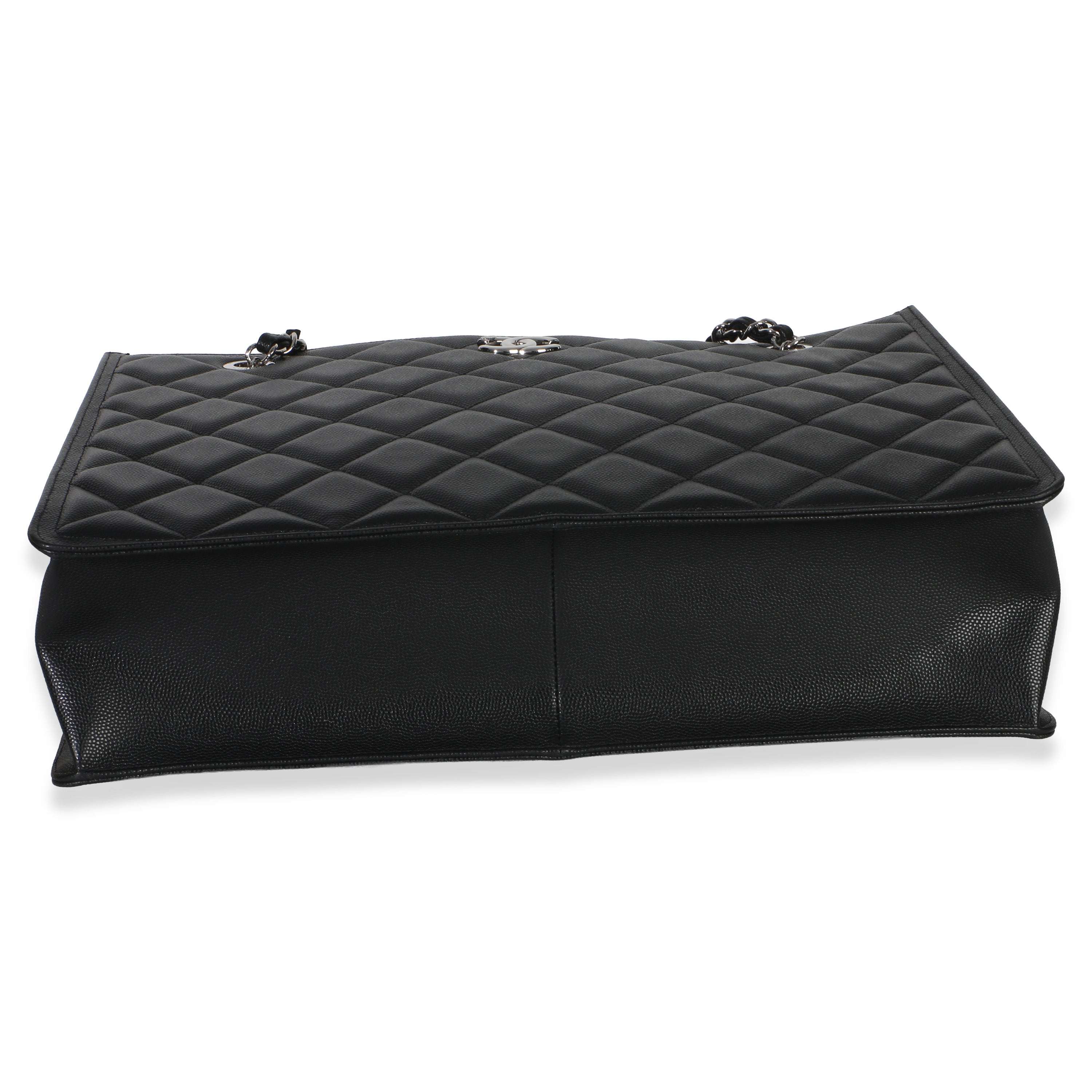 Chanel Black Quilted Caviar CC Shopping Tote