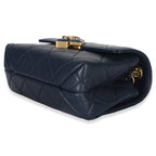 Chanel Navy Quilted Lambskin Mini Diamond Lock Flap Bag