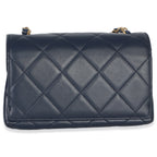 Chanel Navy Quilted Lambskin Mini Diamond Lock Flap Bag