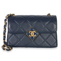 Chanel Navy Quilted Lambskin Mini Diamond Lock Flap Bag