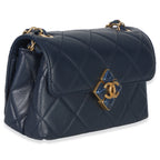 Chanel Navy Quilted Lambskin Mini Diamond Lock Flap Bag