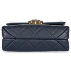 Chanel Navy Quilted Lambskin Mini Diamond Lock Flap Bag