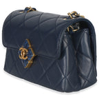 Chanel Navy Quilted Lambskin Mini Diamond Lock Flap Bag