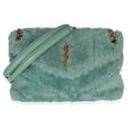 Saint Laurent Shearling Quilted Monogram Small Loulou Puffer Chain Satchel