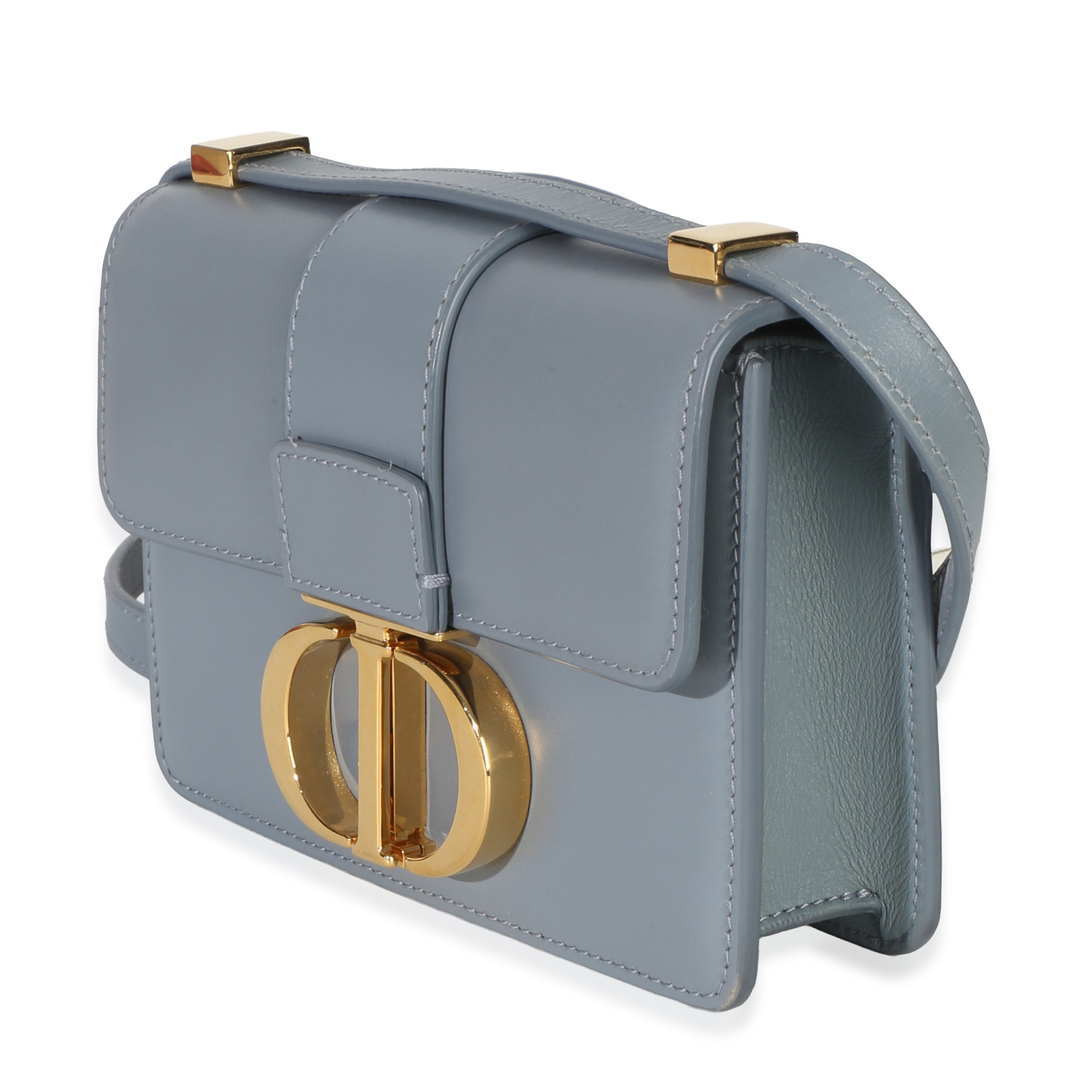 Christian Dior Blue Smooth Box Calfskin Micro 30 Montaigne Flap Bag