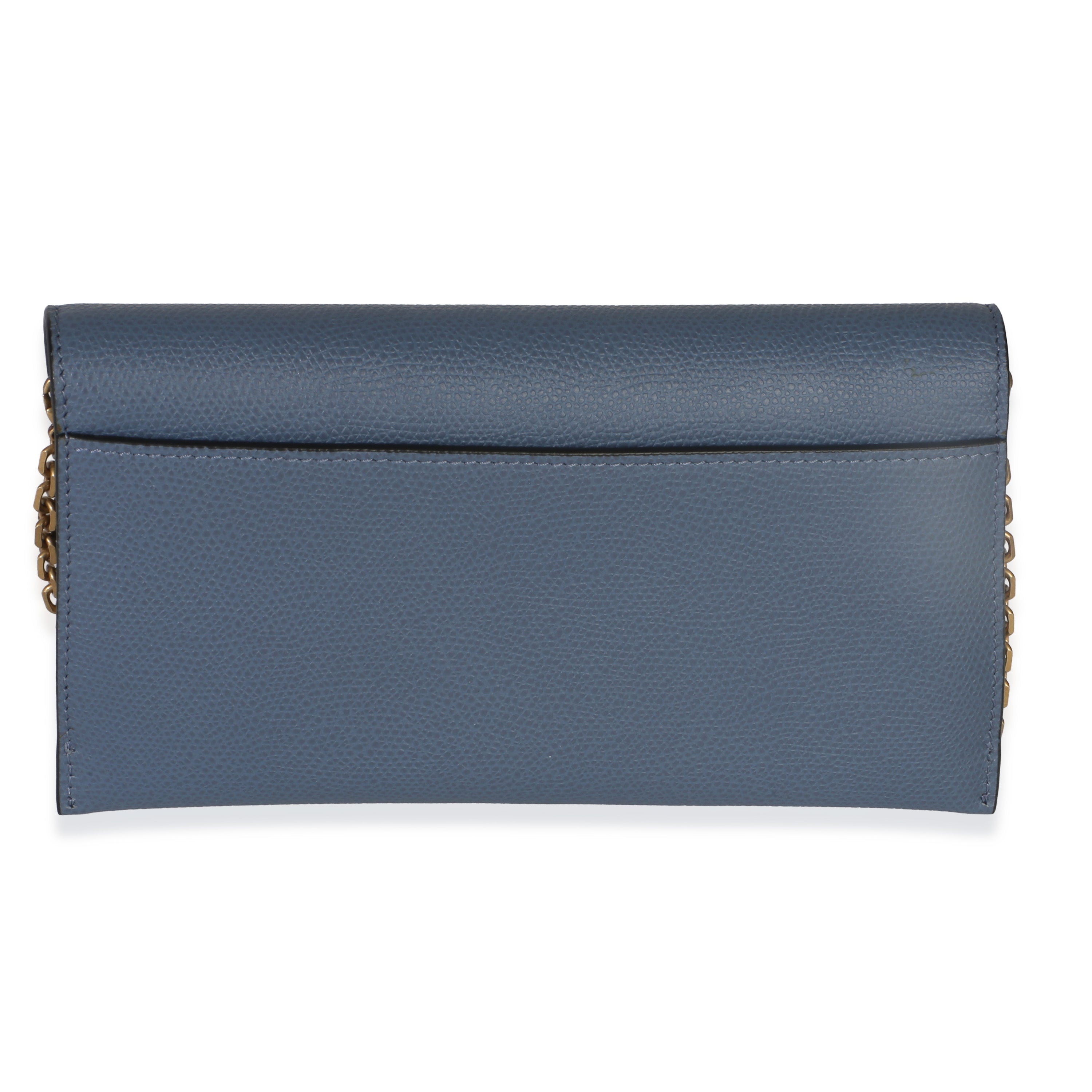 Christian Dior Blue Grained Calfskin Small Saddle Pouch With Chain