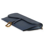 Christian Dior Blue Grained Calfskin Small Saddle Pouch With Chain