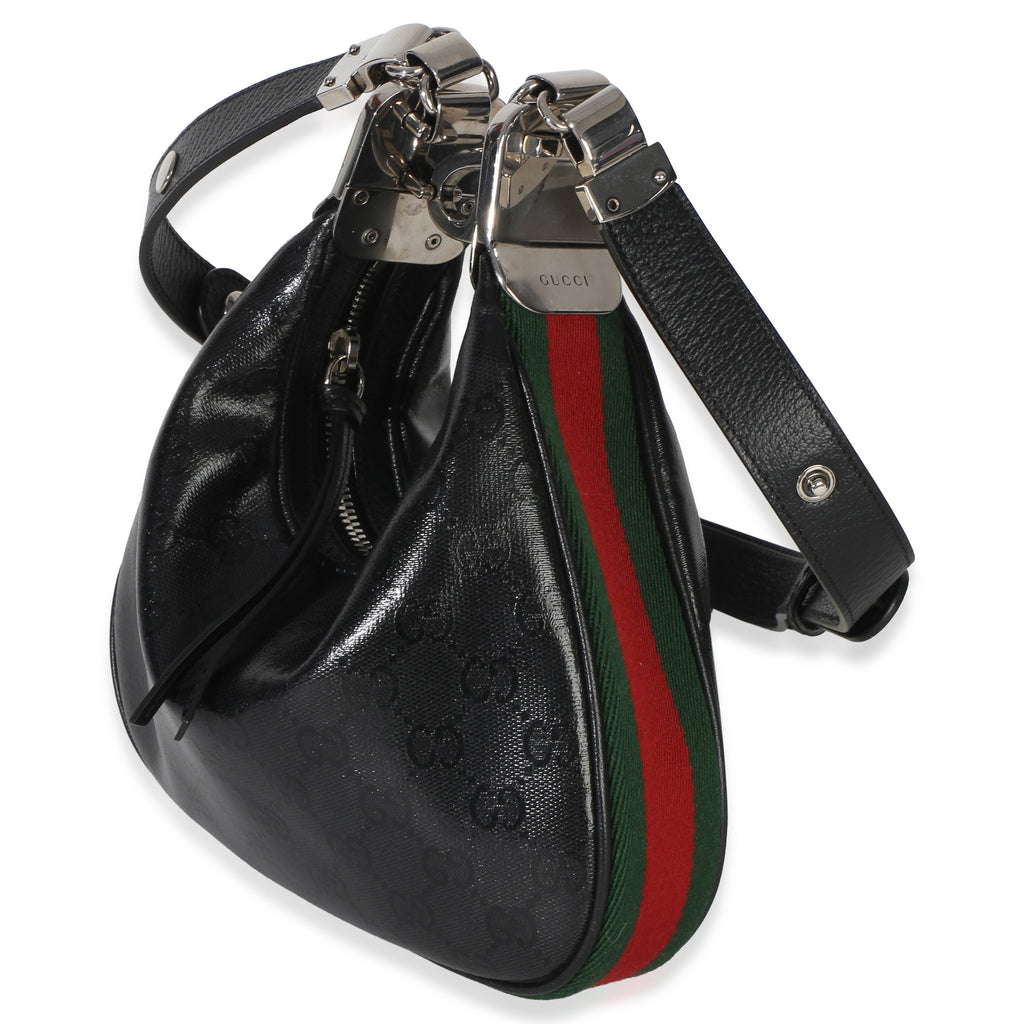 Gucci Black GG Crystal Coated Canvas Small Attache Crossbody Bag