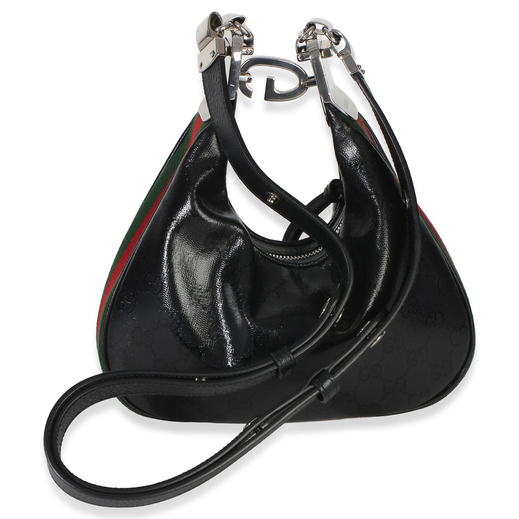 Gucci Black GG Crystal Coated Canvas Small Attache Crossbody Bag