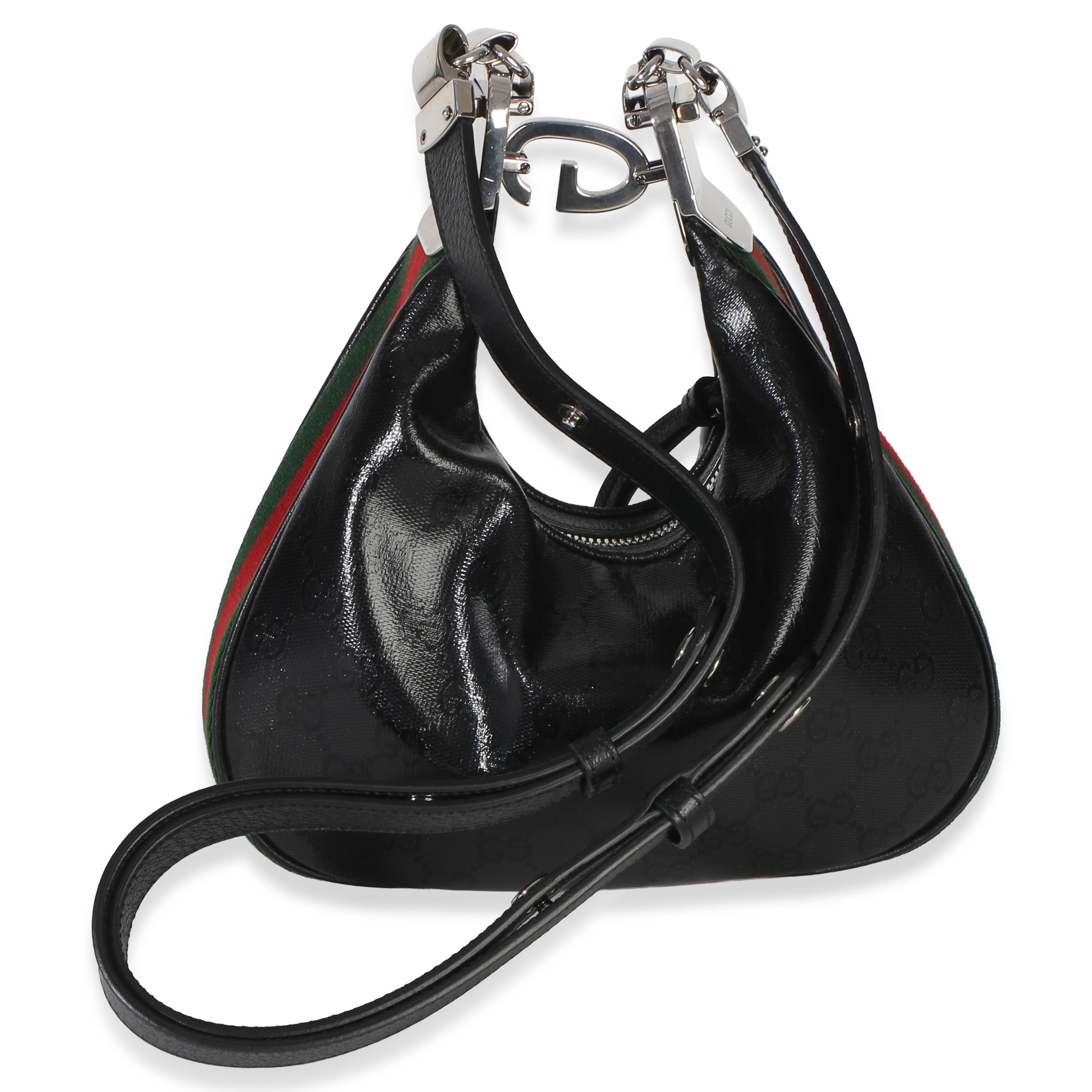 Gucci Black GG Crystal Coated Canvas Small Attache Crossbody Bag