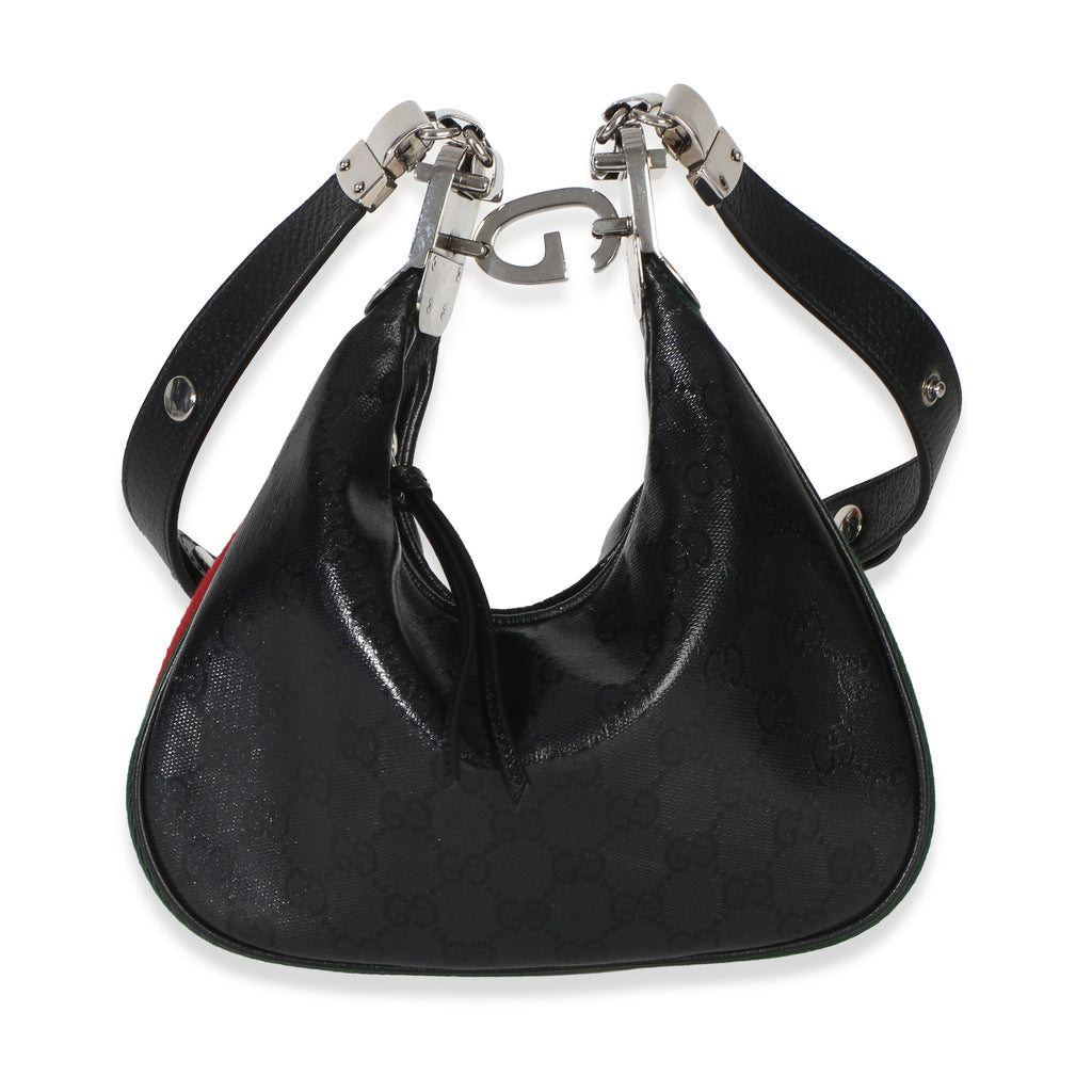 Gucci Black GG Crystal Coated Canvas Small Attache Crossbody Bag