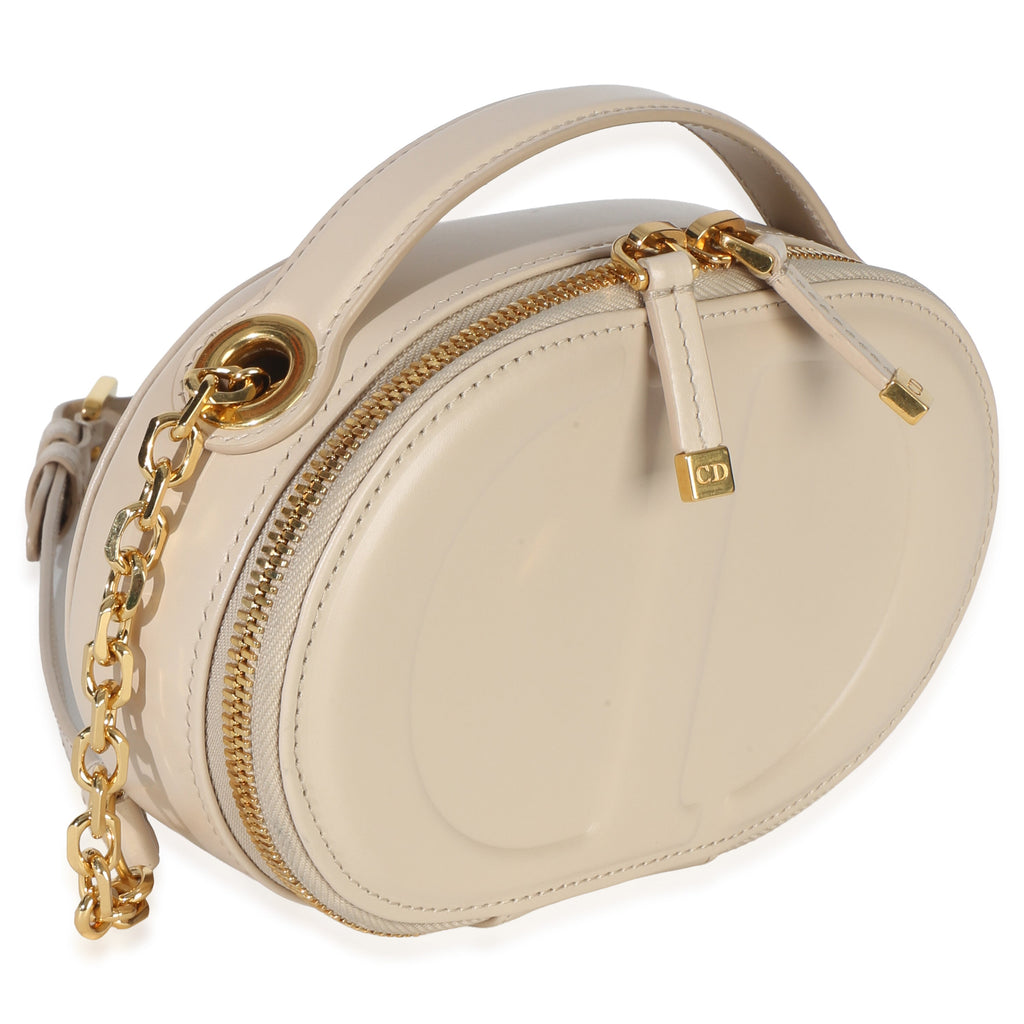Christian Dior Cream Calfskin CD Signature Oval Crossbody Camera Bag