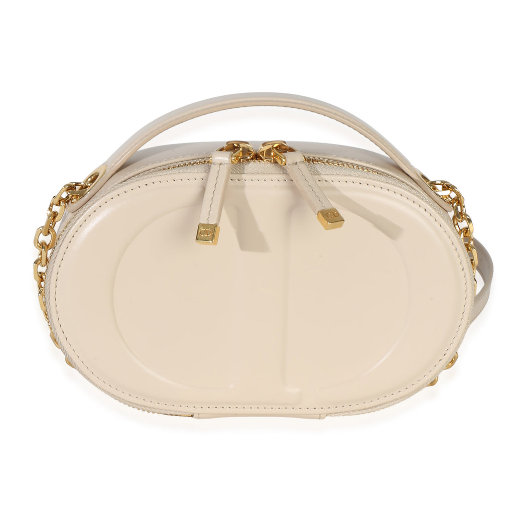 Christian Dior Cream Calfskin CD Signature Oval Crossbody Camera Bag