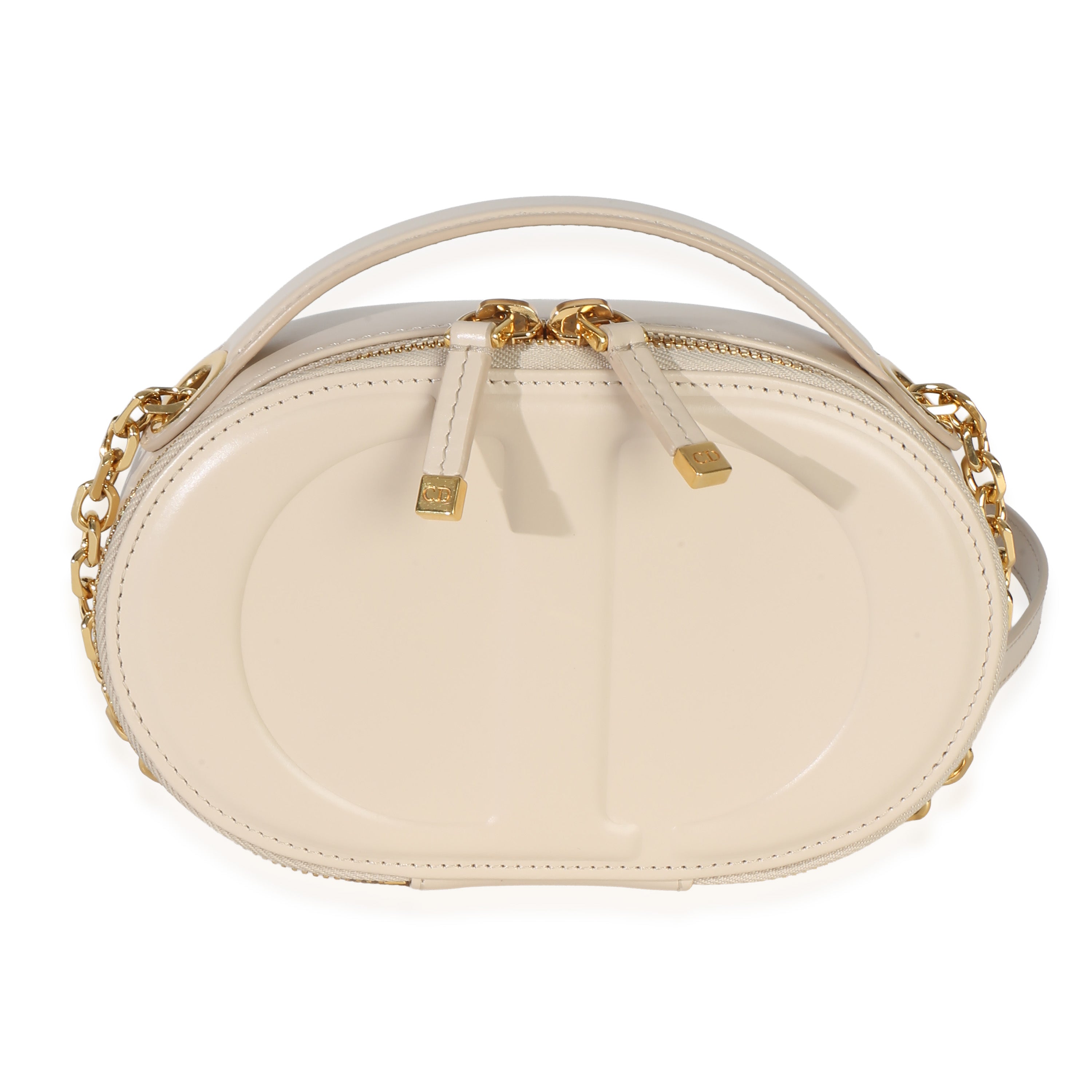 Christian Dior Cream Calfskin CD Signature Oval Crossbody Camera Bag