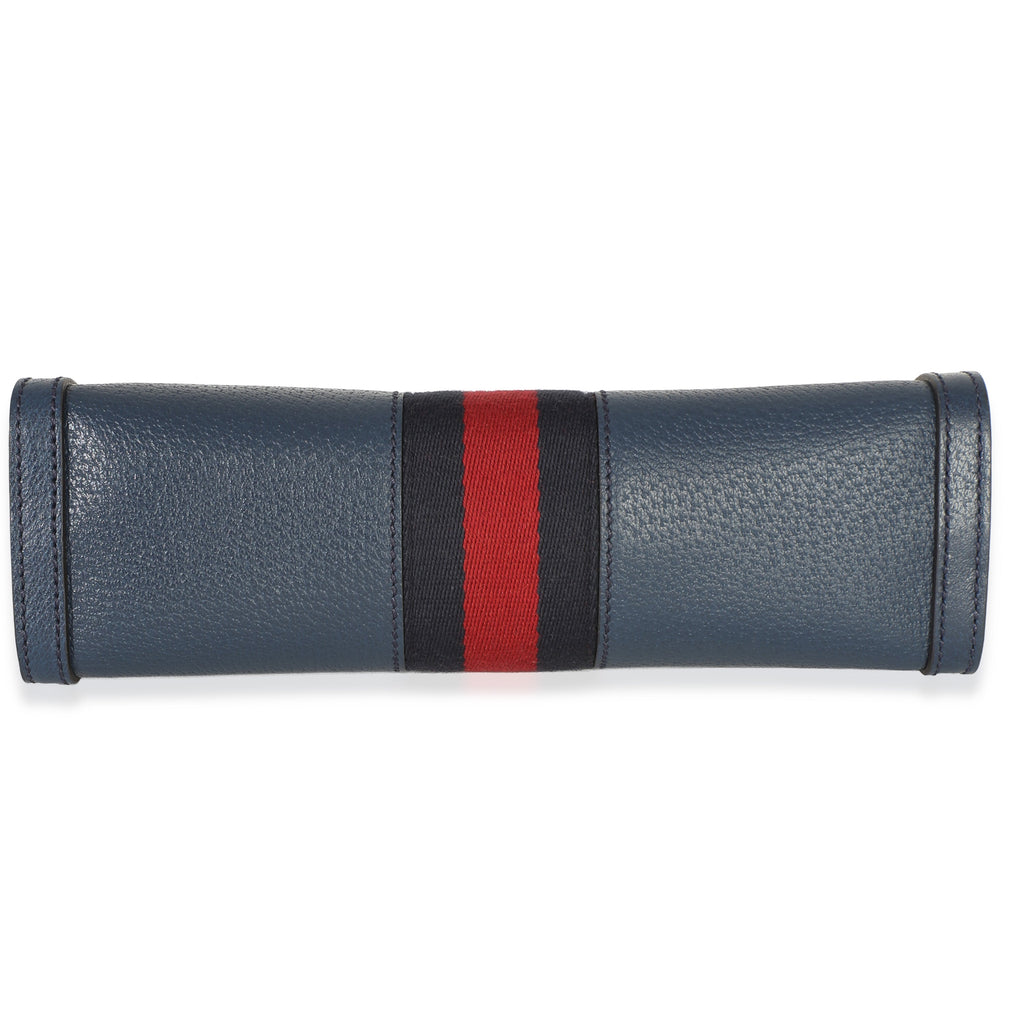 Gucci Navy Calfskin GG Ophidia Small Web Chain Bag